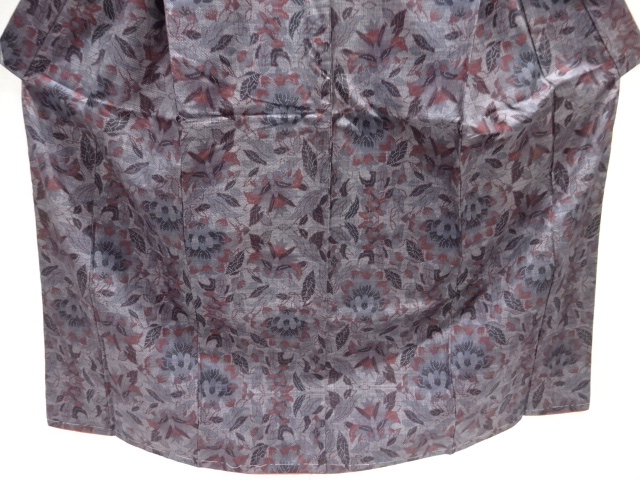  アンティーク　唐花模様織出し本場泥大島紬着物（5マルキ）